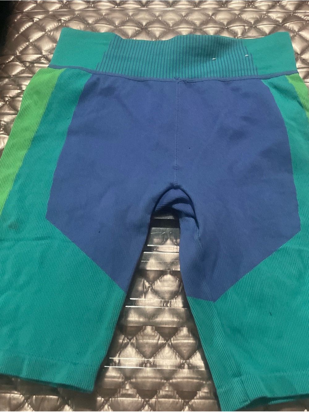 Xersion Teal Active Shorts with Purple Stitching